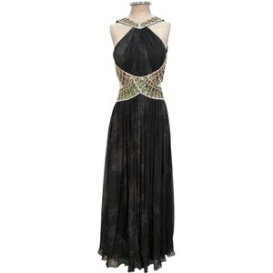 Mandalay Sequin Silk Sleeveless Halter Open Back Maxi Dress Size 6